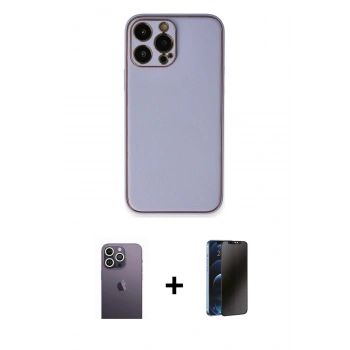 MARSİLYAN™- iPhone 13 Pro Max Kılıf Yadigar Klasik - Siyah 3D Antistatik Hayalet Cam Ekran Koruyucu + Neon Fosforlu Kamera Lens - BZ
