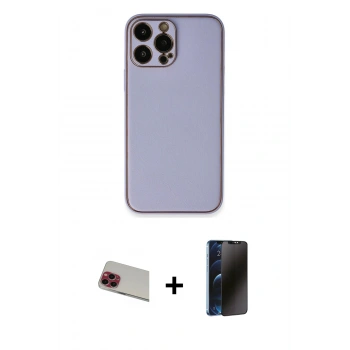 MARSİLYAN™- iPhone 13 Pro Max Kılıf Yadigar Klasik - Siyah 3D Antistatik Hayalet Cam Ekran Koruyucu + Rainbow Kamera Lens Koruma Cam - KI