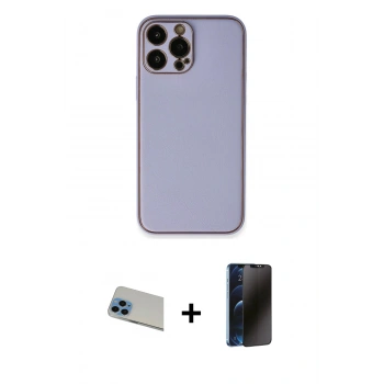 MARSİLYAN™- iPhone 13 Pro Max Kılıf Yadigar Klasik - Siyah 3D Antistatik Hayalet Cam Ekran Koruyucu + Rainbow Kamera Lens Koruma Cam - MI