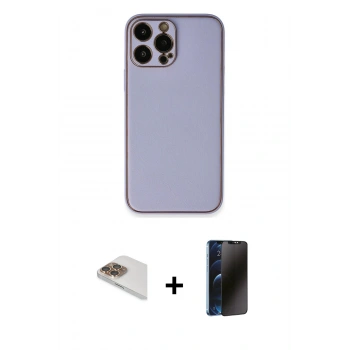 MARSİLYAN™- iPhone 13 Pro Max Kılıf Yadigar Klasik - Siyah 3D Antistatik Hayalet Cam Ekran Koruyucu + Pers Alüminyum Kamera Lens - GD