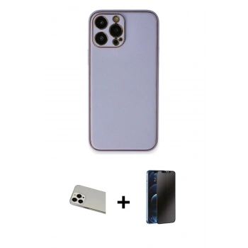 MARSİLYAN™- iPhone 13 Pro Max Kılıf Yadigar Klasik - Siyah 3D Antistatik Hayalet Cam Ekran Koruyucu + Rainbow Kamera Lens Koruma Cam - BZ