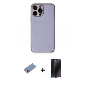 MARSİLYAN™- iPhone 13 Pro Max Kılıf Yadigar Klasik - Siyah 3D Antistatik Hayalet Cam Ekran Koruyucu + Shine Kamera Lens Koruma Cam - PE