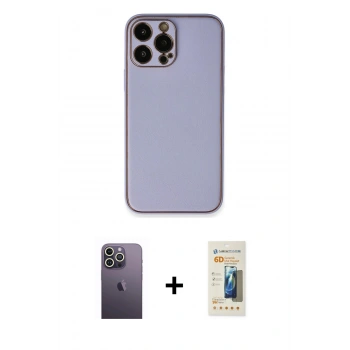 MARSİLYAN™- iPhone 13 Pro Max Kılıf Yadigar Klasik - Siyah 6D Mat Seramik Hayalet Nano Ekran Koruyucu + Neon Fosforlu Kamera Lens - BZ