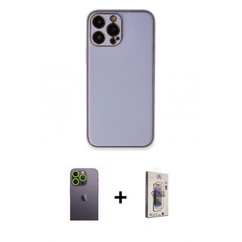 MARSİLYAN™- iPhone 13 Pro Max Kılıf Yadigar Klasik - Siyah Bilvis 3D Cam Ekran Koruyucu + Neon Fosforlu Kamera Lens - YL