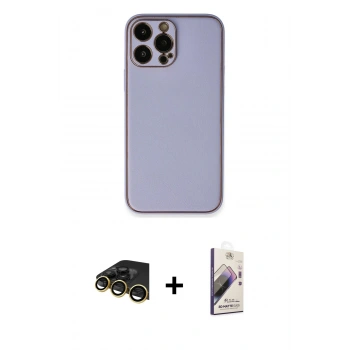 MARSİLYAN™- iPhone 13 Pro Max Kılıf Yadigar Klasik - Siyah Bilvis 3D Mat Cam Ekran Koruyucu + Raze Metal Kamera Lens - GD
