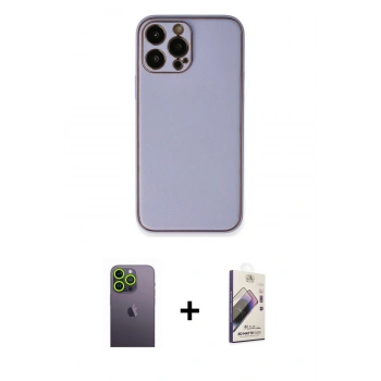 MARSİLYAN™- iPhone 13 Pro Max Kılıf Yadigar Klasik - Siyah Bilvis 3D Mat Cam Ekran Koruyucu + Neon Fosforlu Kamera Lens - YL