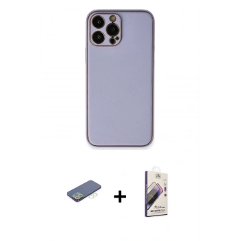 MARSİLYAN™- iPhone 13 Pro Max Kılıf Yadigar Klasik - Siyah Bilvis 3D Mat Cam Ekran Koruyucu + Renkli Kamera Lens Koruma Cam - YL