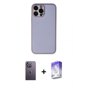 MARSİLYAN™- iPhone 13 Pro Max Kılıf Yadigar Klasik - Siyah Bilvis 5in1 3D Magic Cam Ekran Koruyucu + Neon Fosforlu Kamera Lens - BZ