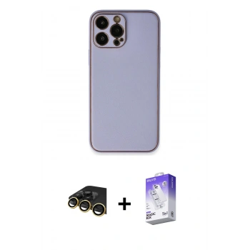MARSİLYAN™- iPhone 13 Pro Max Kılıf Yadigar Klasik - Siyah Bilvis 5in1 3D Magic Cam Ekran Koruyucu + Raze Metal Kamera Lens - GD