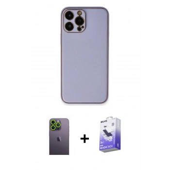 MARSİLYAN™- iPhone 13 Pro Max Kılıf Yadigar Klasik - Siyah Bilvis 5in1 5D Magic Hayalet Cam Ekran Koruyucu + Neon Fosforlu Kamera Lens - YL