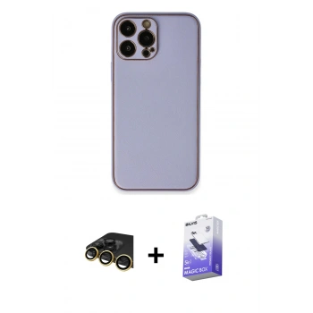 MARSİLYAN™- iPhone 13 Pro Max Kılıf Yadigar Klasik - Siyah Bilvis 5in1 5D Magic Hayalet Cam Ekran Koruyucu + Raze Metal Kamera Lens - GD