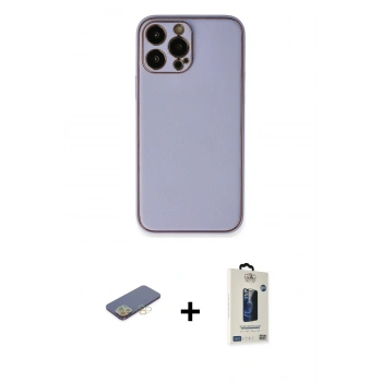 MARSİLYAN™- iPhone 13 Pro Max Kılıf Yadigar Klasik - Siyah Bilvis Hayalet Cam Ekran Koruyucu + Renkli Kamera Lens Koruma Cam - SI