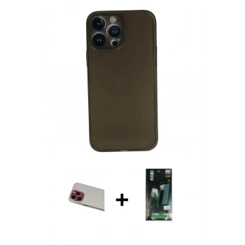 MARSİLYAN™- iPhone 13 Pro Max Kılıf Yadigar Yansıma Serisi - Şeffaf 360 Full Body Arka Koruyucu + Rainbow Kamera Lens Koruma Cam - KI