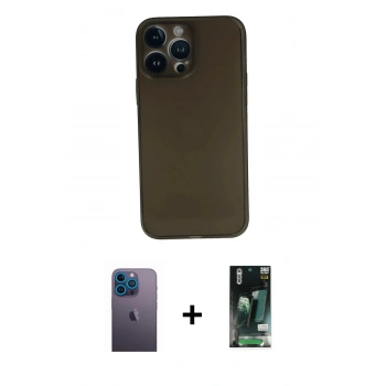 MARSİLYAN™- iPhone 13 Pro Max Kılıf Yadigar Yansıma Serisi - Şeffaf 360 Full Body Arka Koruyucu + Neon Fosforlu Kamera Lens - MI