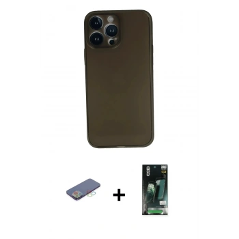 MARSİLYAN™- iPhone 13 Pro Max Kılıf Yadigar Yansıma Serisi - Şeffaf 360 Full Body Arka Koruyucu + Renkli Kamera Lens Koruma Cam - MI