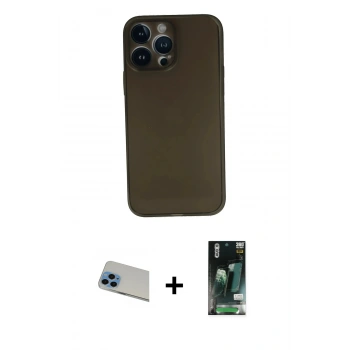 MARSİLYAN™- iPhone 13 Pro Max Kılıf Yadigar Yansıma Serisi - Şeffaf 360 Full Body Arka Koruyucu + Rainbow Kamera Lens Koruma Cam - MI
