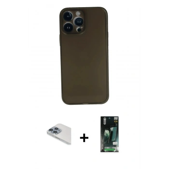 MARSİLYAN™- iPhone 13 Pro Max Kılıf Yadigar Yansıma Serisi - Şeffaf 360 Full Body Arka Koruyucu + Pers Alüminyum Kamera Lens - SABE