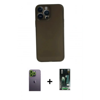 MARSİLYAN™- iPhone 13 Pro Max Kılıf Yadigar Yansıma Serisi - Şeffaf 360 Full Body Arka Koruyucu + Neon Fosforlu Kamera Lens - YL