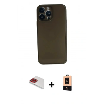MARSİLYAN™- iPhone 13 Pro Max Kılıf Yadigar Yansıma Serisi - Şeffaf Maxco Cam Ekran Koruyucu + Pers Alüminyum Kamera Lens - KI