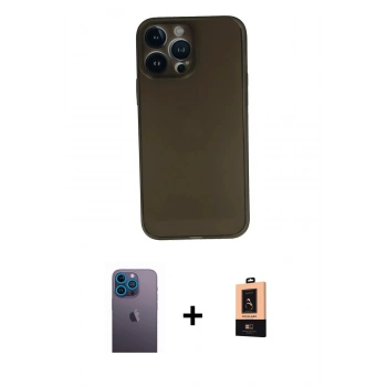 MARSİLYAN™- iPhone 13 Pro Max Kılıf Yadigar Yansıma Serisi - Şeffaf Maxco Cam Ekran Koruyucu + Neon Fosforlu Kamera Lens - MI