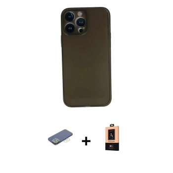 MARSİLYAN™- iPhone 13 Pro Max Kılıf Yadigar Yansıma Serisi - Şeffaf Maxco Cam Ekran Koruyucu + Renkli Kamera Lens Koruma Cam - YL
