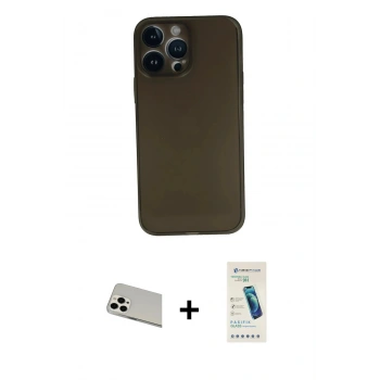MARSİLYAN™- iPhone 13 Pro Max Kılıf Yadigar Yansıma Serisi - Şeffaf Pasifik Cam Ekran Koruyucu + Rainbow Kamera Lens Koruma Cam - BZ