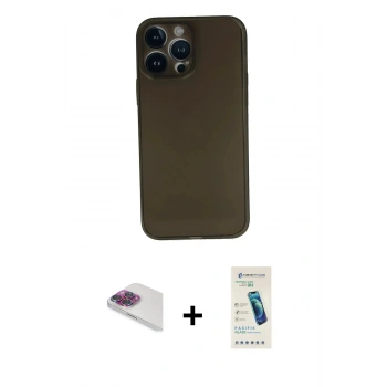MARSİLYAN™- iPhone 13 Pro Max Kılıf Yadigar Yansıma Serisi - Şeffaf Pasifik Cam Ekran Koruyucu + Pers Alüminyum Kamera Lens - GI