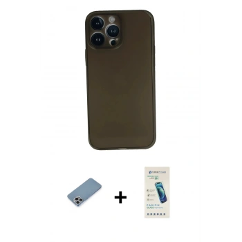 MARSİLYAN™- iPhone 13 Pro Max Kılıf Yadigar Yansıma Serisi - Şeffaf Pasifik Cam Ekran Koruyucu + Shine Kamera Lens Koruma Cam - GI