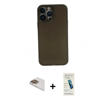 MARSİLYAN™- iPhone 13 Pro Max Kılıf Yadigar Yansıma Serisi - Şeffaf Pasifik Cam Ekran Koruyucu + Pers Alüminyum Kamera Lens - GD