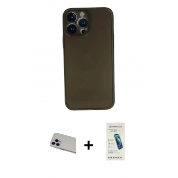 MARSİLYAN™- iPhone 13 Pro Max Kılıf Yadigar Yansıma Serisi - Şeffaf Pasifik Cam Ekran Koruyucu + Rainbow Kamera Lens Koruma Cam - MR