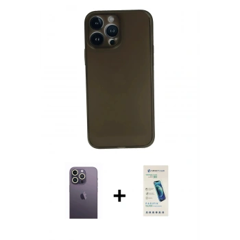 MARSİLYAN™- iPhone 13 Pro Max Kılıf Yadigar Yansıma Serisi - Şeffaf Pasifik Cam Ekran Koruyucu + Neon Fosforlu Kamera Lens - BZ