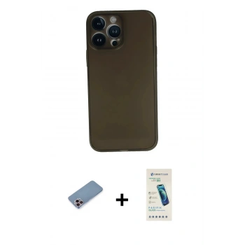 MARSİLYAN™- iPhone 13 Pro Max Kılıf Yadigar Yansıma Serisi - Şeffaf Pasifik Cam Ekran Koruyucu + Shine Kamera Lens Koruma Cam - PE