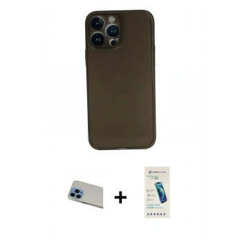 MARSİLYAN™- iPhone 13 Pro Max Kılıf Yadigar Yansıma Serisi - Şeffaf Pasifik Cam Ekran Koruyucu + Rainbow Kamera Lens Koruma Cam - MI