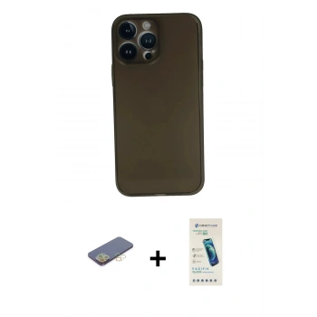 MARSİLYAN™- iPhone 13 Pro Max Kılıf Yadigar Yansıma Serisi - Şeffaf Pasifik Cam Ekran Koruyucu + Renkli Kamera Lens Koruma Cam - SI