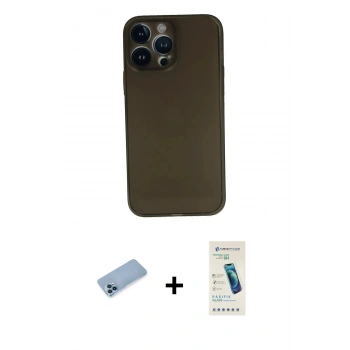 MARSİLYAN™- iPhone 13 Pro Max Kılıf Yadigar Yansıma Serisi - Şeffaf Pasifik Cam Ekran Koruyucu + Shine Kamera Lens Koruma Cam - MI