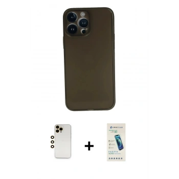 MARSİLYAN™- iPhone 13 Pro Max Kılıf Yadigar Yansıma Serisi - Şeffaf Pasifik Cam Ekran Koruyucu + Shine Kamera Lens - GD