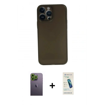 MARSİLYAN™- iPhone 13 Pro Max Kılıf Yadigar Yansıma Serisi - Şeffaf Pasifik Cam Ekran Koruyucu + Neon Fosforlu Kamera Lens - YL
