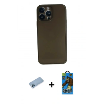 MARSİLYAN™- iPhone 13 Pro Max Kılıf Yadigar Yansıma Serisi - Siyah 18D Cam Ekran Koruyucu + Shine Kamera Lens Koruma Cam - MI