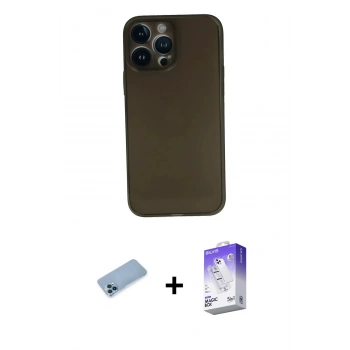 MARSİLYAN™- iPhone 13 Pro Max Kılıf Yadigar Yansıma Serisi - Siyah Bilvis 5in1 3D Magic Cam Ekran Koruyucu + Shine Kamera Lens Koruma Cam - MI