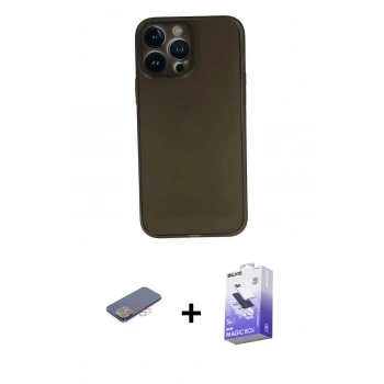 MARSİLYAN™- iPhone 13 Pro Max Kılıf Yadigar Yansıma Serisi - Siyah Bilvis 5in1 5D Magic Hayalet Cam Ekran Koruyucu + Renkli Kamera Lens Koruma Cam - PE