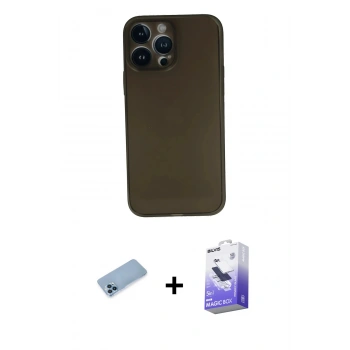 MARSİLYAN™- iPhone 13 Pro Max Kılıf Yadigar Yansıma Serisi - Siyah Bilvis 5in1 5D Magic Hayalet Cam Ekran Koruyucu + Shine Kamera Lens Koruma Cam - MI