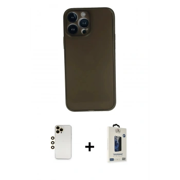 MARSİLYAN™- iPhone 13 Pro Max Kılıf Yadigar Yansıma Serisi - Siyah Bilvis Hayalet Cam Ekran Koruyucu + Shine Kamera Lens - GD