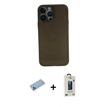 MARSİLYAN™- iPhone 13 Pro Max Kılıf Yadigar Yansıma Serisi - Siyah Bilvis Hayalet Cam Ekran Koruyucu + Shine Kamera Lens Koruma Cam - MI