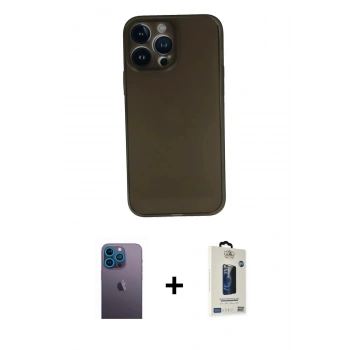MARSİLYAN™- iPhone 13 Pro Max Kılıf Yadigar Yansıma Serisi - Siyah Bilvis Hayalet Cam Ekran Koruyucu + Neon Fosforlu Kamera Lens - MI