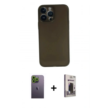 MARSİLYAN™- iPhone 13 Pro Max Kılıf Yadigar Yansıma Serisi - Siyah Bilvis Hayalet Cam Ekran Koruyucu + Neon Fosforlu Kamera Lens - YL