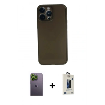 MARSİLYAN™- iPhone 13 Pro Max Kılıf Yadigar Yansıma Serisi - Siyah Bilvis Hayalet Cam Ekran Koruyucu + Neon Fosforlu Kamera Lens - YL