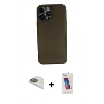MARSİLYAN™- iPhone 13 Pro Max Kılıf Yadigar Yansıma Serisi - Siyah Joko 5D Cam + Pers Alüminyum Kamera Lens - GD