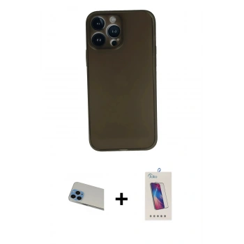 MARSİLYAN™- iPhone 13 Pro Max Kılıf Yadigar Yansıma Serisi - Siyah Joko 5D Cam + Rainbow Kamera Lens Koruma Cam - MI