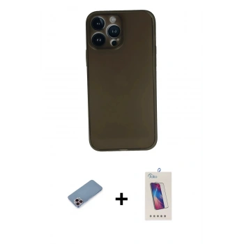 MARSİLYAN™- iPhone 13 Pro Max Kılıf Yadigar Yansıma Serisi - Siyah Joko 5D Cam + Shine Kamera Lens Koruma Cam - PE