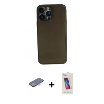 MARSİLYAN™- iPhone 13 Pro Max Kılıf Yadigar Yansıma Serisi - Siyah Joko 5D Cam + Renkli Kamera Lens Koruma Cam - SI